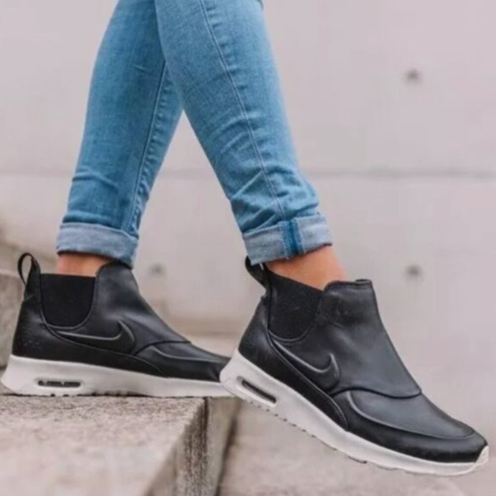 NEW Nike Air Max Mid Leather Women's Sneakers Shoes slip-on BLACK size 7.5
